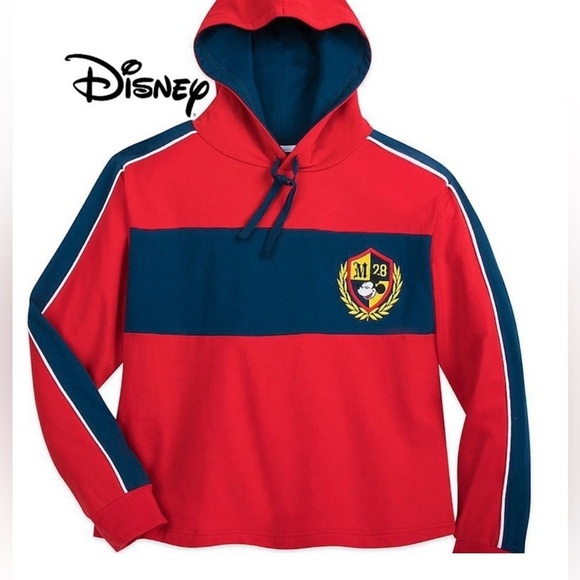 Disney vintage Mickey Mouse M28 preppy academia  long-sleeve cropped hoodie. 2XL - Picture 1 of 8